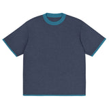 Navy Blue with Aqua Blue Trim Knitted classic tee - Wear with style