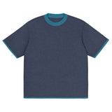 Navy Blue with Aqua Blue Trim Knitted classic tee - Wear with style