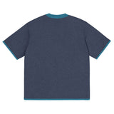 Navy Blue with Aqua Blue Trim Knitted classic tee - Wear with style