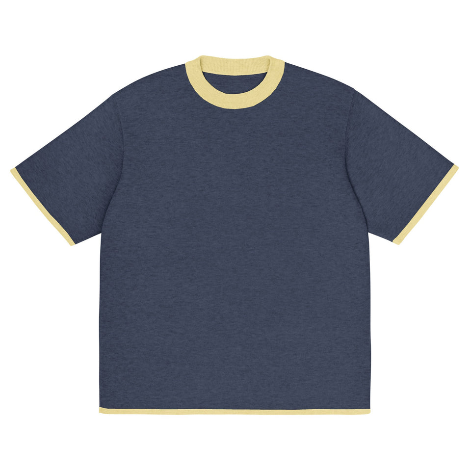 Navy with Yellow Trim Knitted classic tee - Wear with style