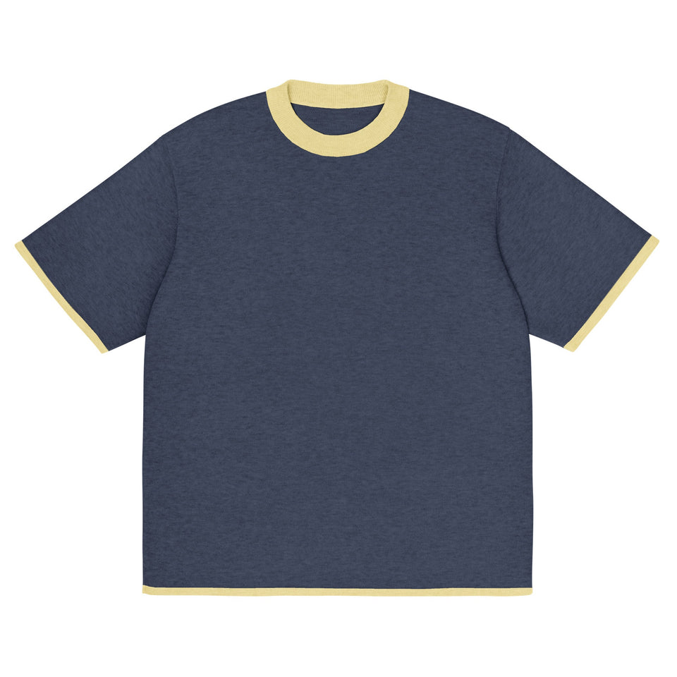 Navy with Yellow Trim Knitted classic tee - Wear with style