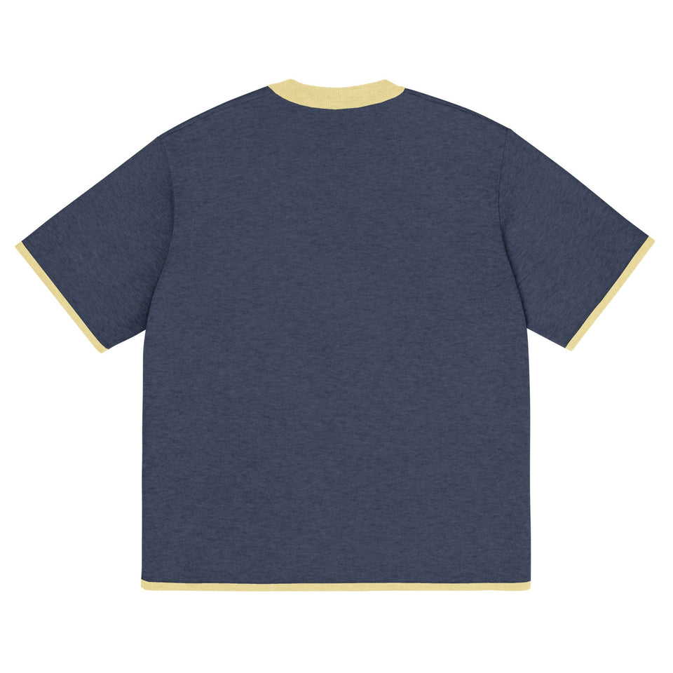Navy with Yellow Trim Knitted classic tee - Wear with style