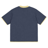 Navy with Yellow Trim Knitted classic tee - Wear with style