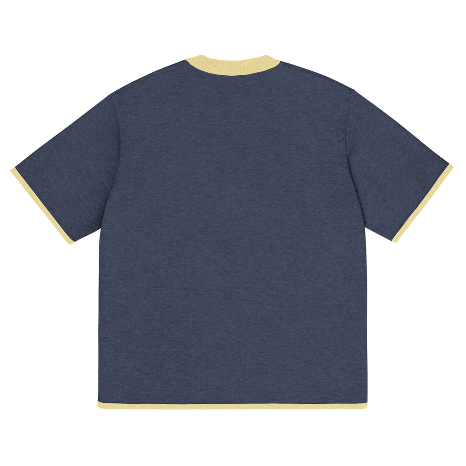 Navy with Yellow Trim Knitted classic tee - Wear with style