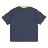 Navy with Yellow Trim Knitted classic tee - Wear with style