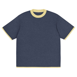 Navy with Yellow Trim Knitted classic tee - Wear with style