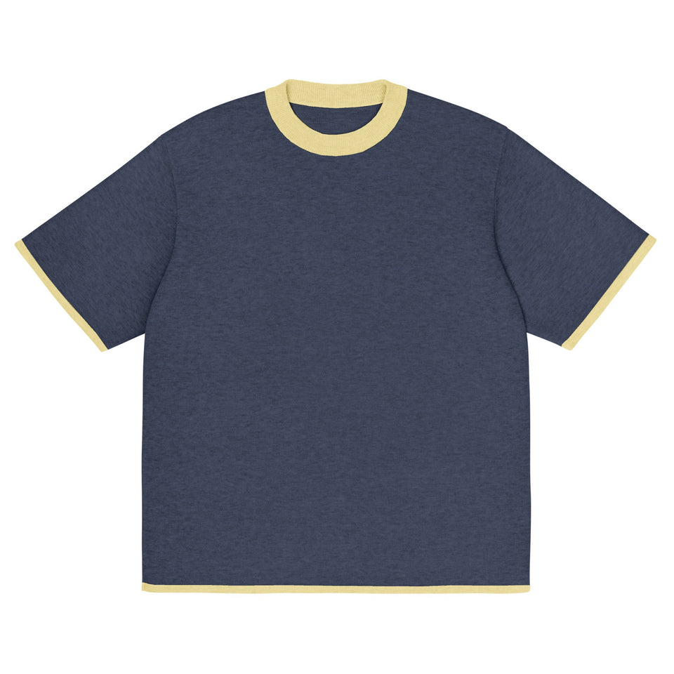 Navy with Yellow Trim Knitted classic tee - Wear with style