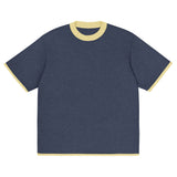Navy with Yellow Trim Knitted classic tee - Wear with style