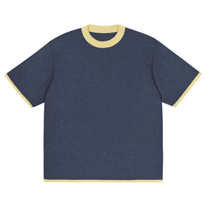 Navy with Yellow Trim Knitted classic tee - Wear with style