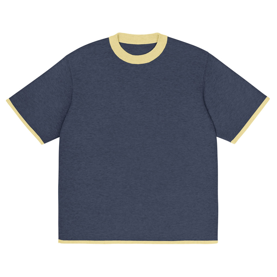Navy with Yellow Trim Knitted classic tee - Wear with style