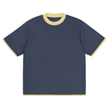 Navy with Yellow Trim Knitted classic tee - Wear with style