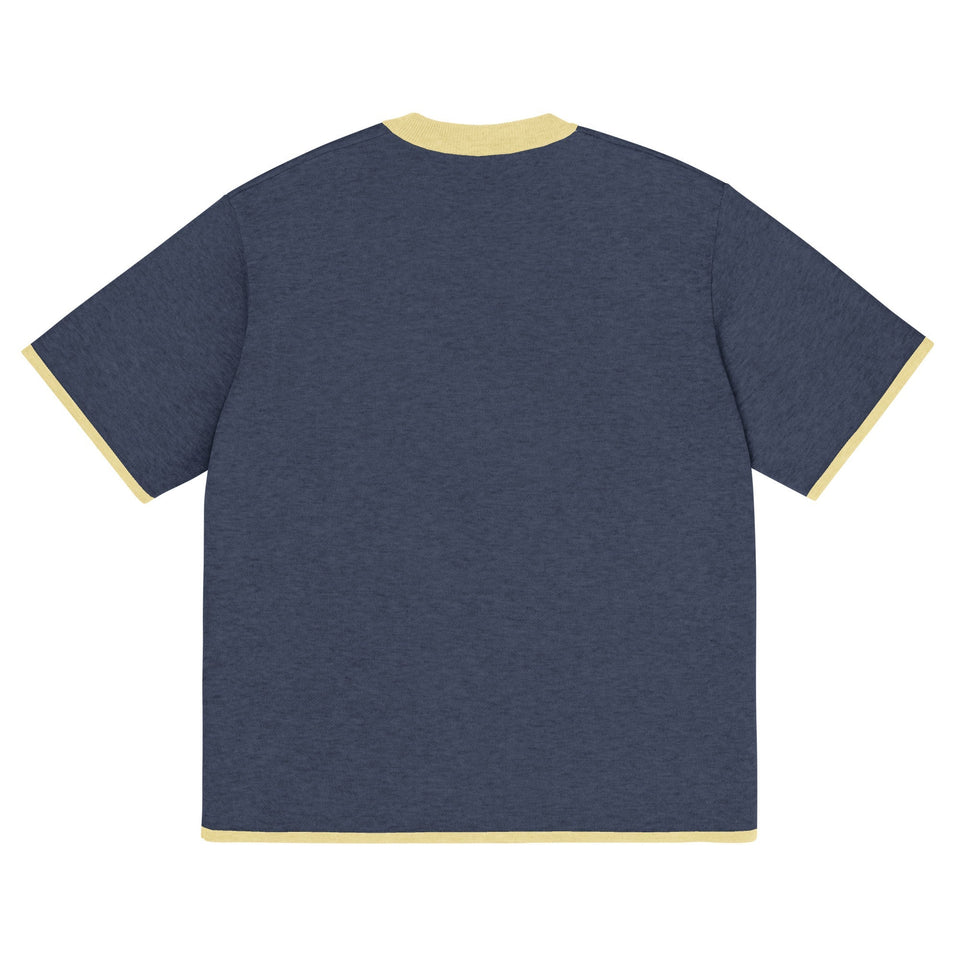 Navy with Yellow Trim Knitted classic tee - Wear with style
