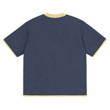 Navy with Yellow Trim Knitted classic tee - Wear with style