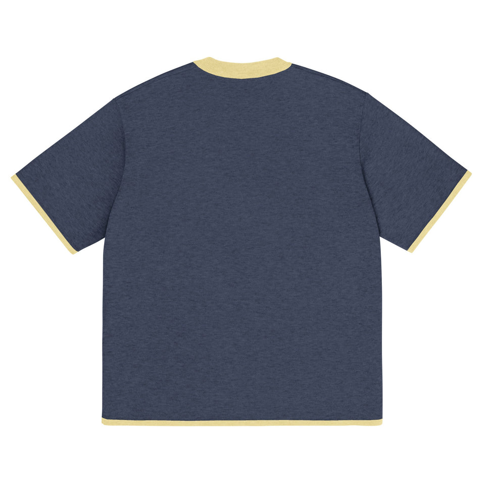 Navy with Yellow Trim Knitted classic tee - Wear with style