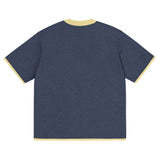 Navy with Yellow Trim Knitted classic tee - Wear with style