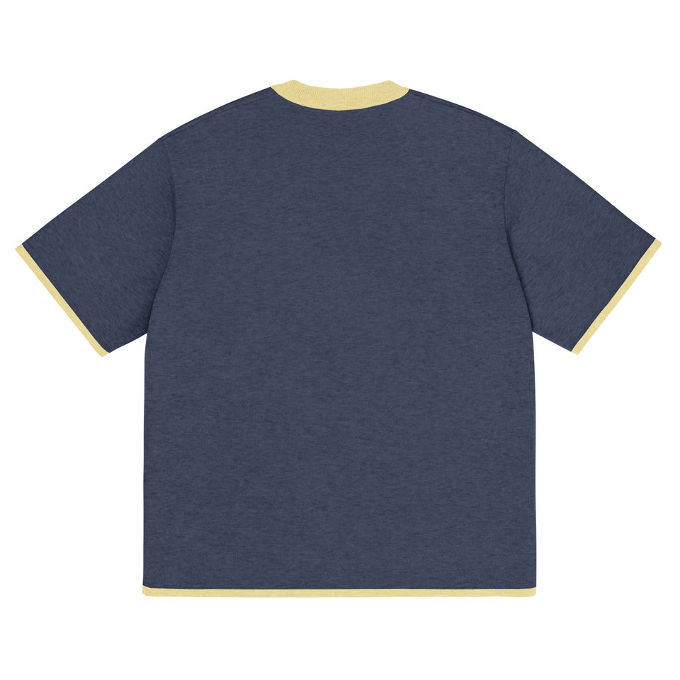 Navy with Yellow Trim Knitted classic tee - Wear with style