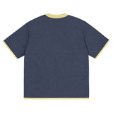 Navy with Yellow Trim Knitted classic tee - Wear with style