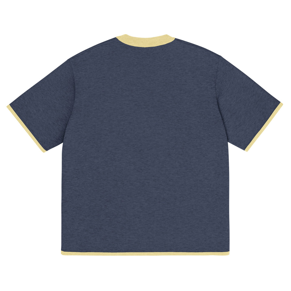 Navy with Yellow Trim Knitted classic tee - Wear with style