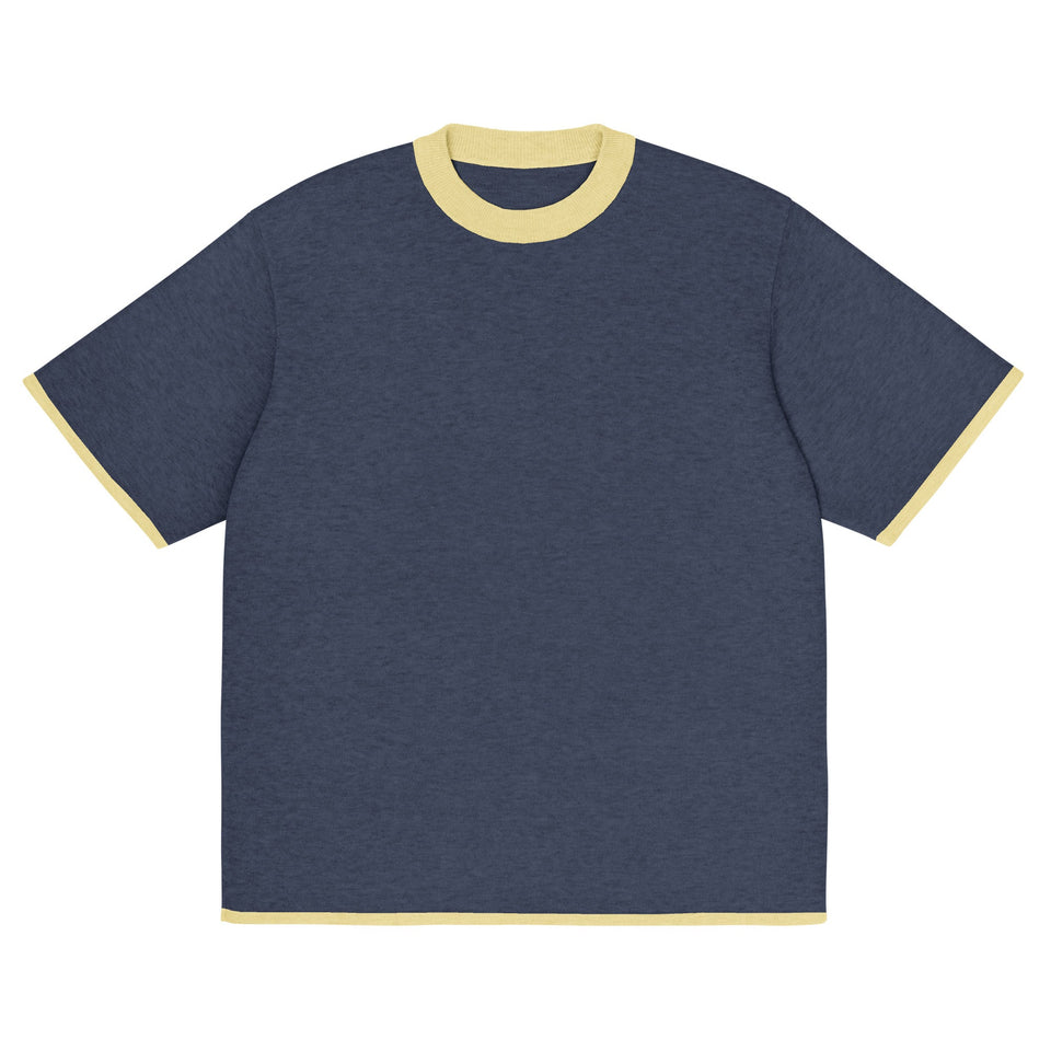 Navy with Yellow Trim Knitted classic tee - Wear with style
