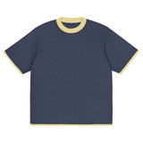 Navy with Yellow Trim Knitted classic tee - Wear with style