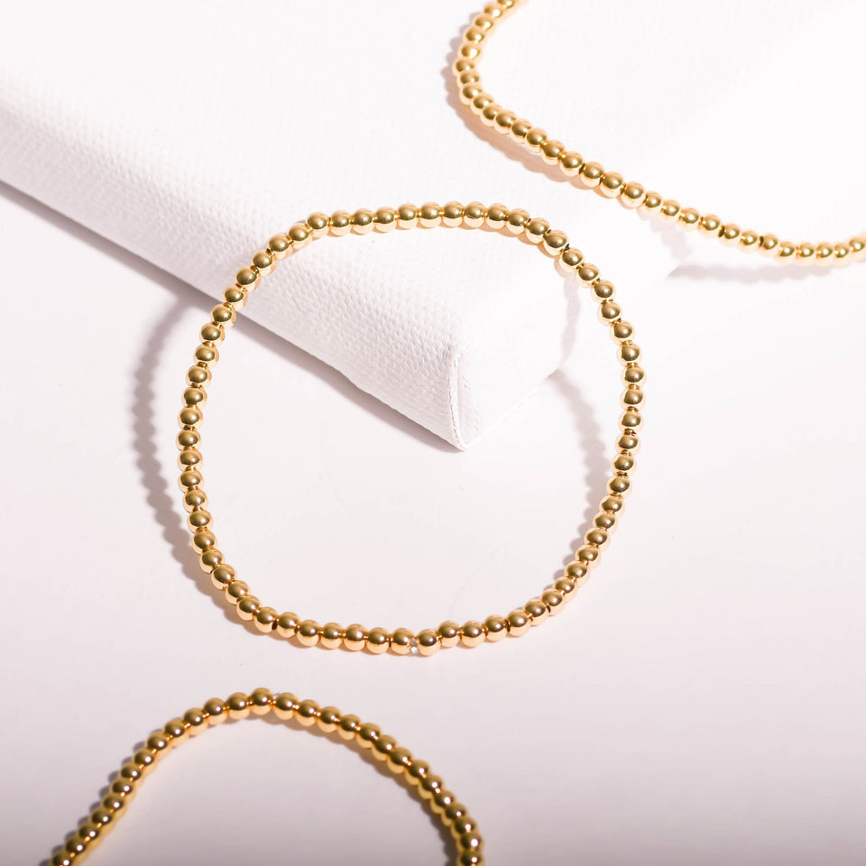 NEW 3mm Gold Bead Bracelet - Wear with style