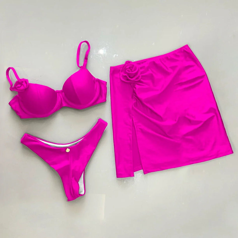 New bright color vacation two piece swimwear - Wear with style
