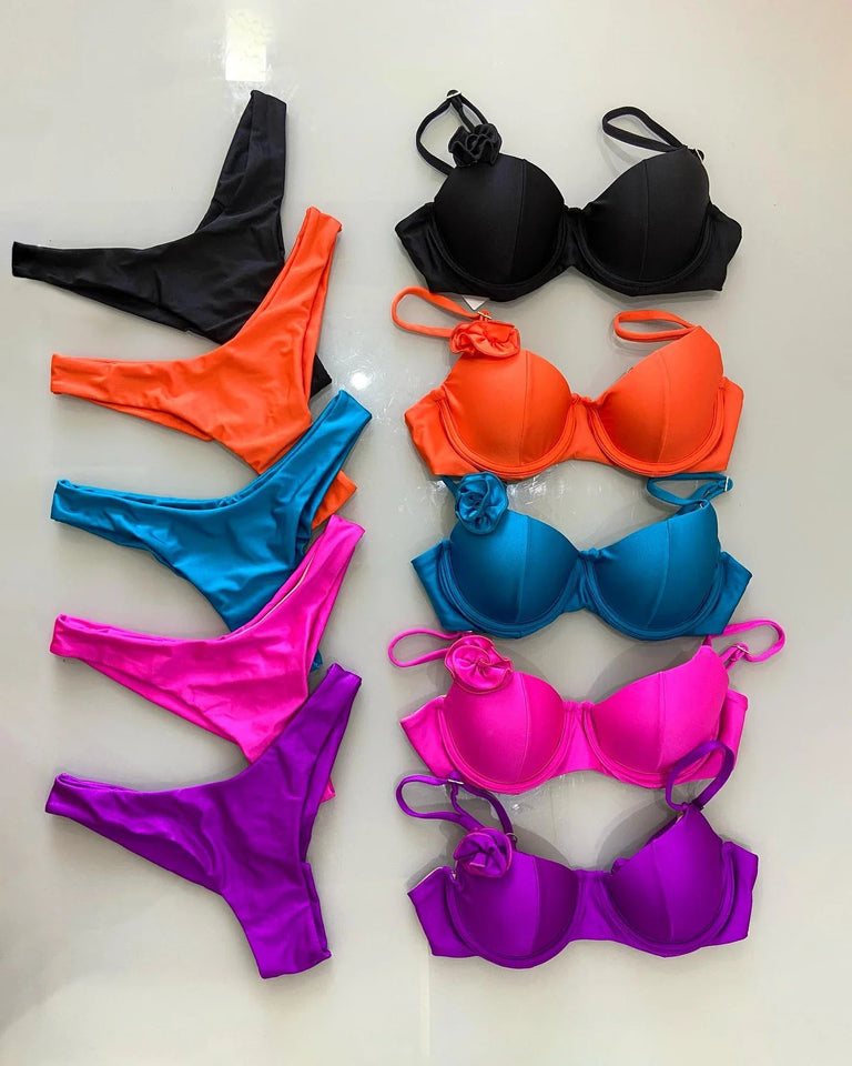 New bright color vacation two piece swimwear - Wear with style