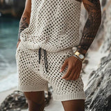 New Summer Men Knitted Two Piece Set Shorts set - Wear with style