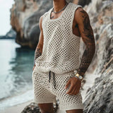 New Summer Men Knitted Two Piece Set Shorts set - Wear with style