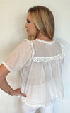Nora Lace Trim Top-Ivory - Wear with style