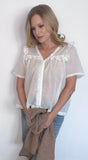Nora Lace Trim Top-Ivory - Wear with style