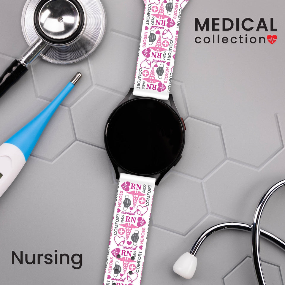 Nursing HD Watchband for Samsung, Garmin, Fossil, and More for Samsung, Garmin, Fossil, and More - Wear with style