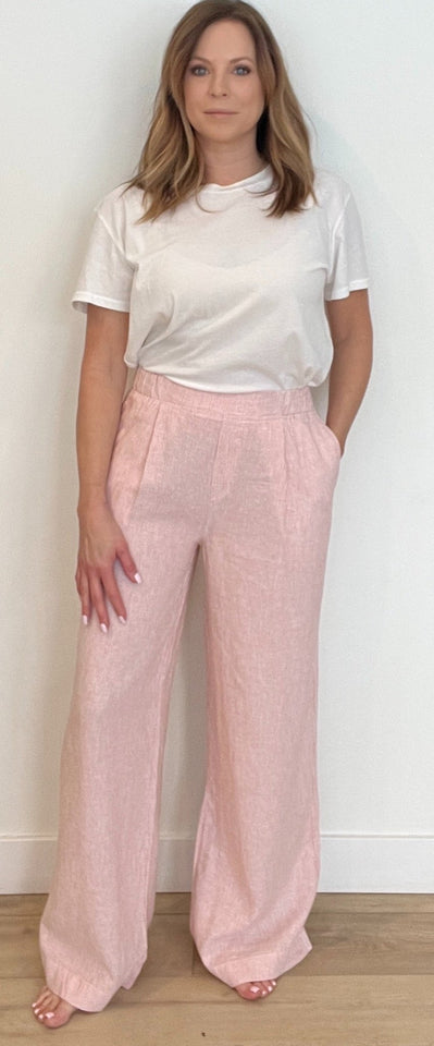 Ocean Breeze Linen Blend Pants-White Clay - Wear with style