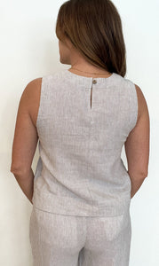 Ocean Breeze Linen Blend Tank-White Oak - Wear with style