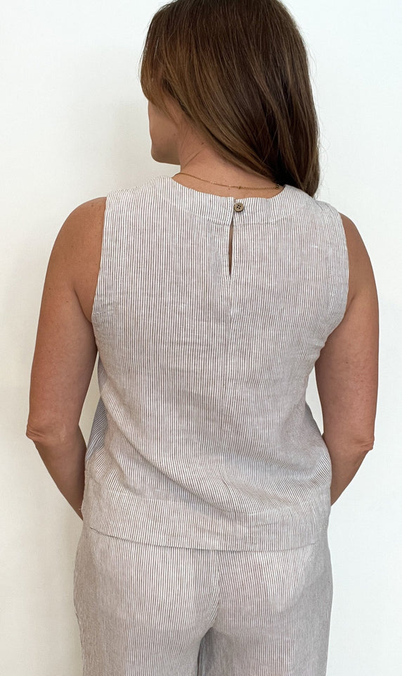 Ocean Breeze Linen Blend Tank-White Oak - Wear with style