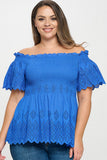Off Shoulder Smocked Eyelet Top - Wear with style