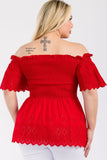 Off Shoulder Smocked Eyelet Top - Wear with style
