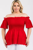 Off Shoulder Smocked Eyelet Top - Wear with style