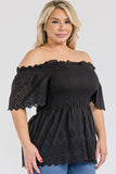 Off Shoulder Smocked Eyelet Top - Wear with style