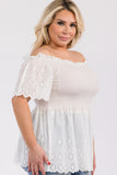 Off Shoulder Smocked Eyelet Top - Wear with style