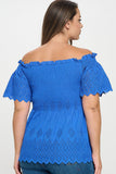 Off Shoulder Smocked Eyelet Top - Wear with style