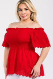 Off Shoulder Smocked Eyelet Top - Wear with style