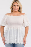 Off Shoulder Smocked Eyelet Top - Wear with style