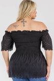 Off Shoulder Smocked Eyelet Top - Wear with style