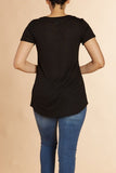 ONE POCKET, V-NECK SHORT SLEEVE BOYFRIEND TEE - Wear with style