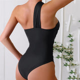 One Shoulder Sexy Black One Piece Swimsuit - Wear with style
