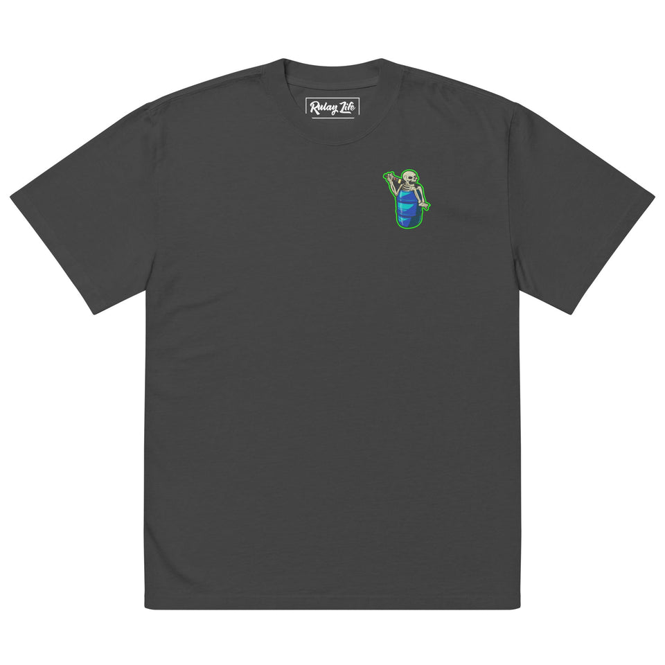 Dominican Blue Drum Skull — Oversized faded t-shirt