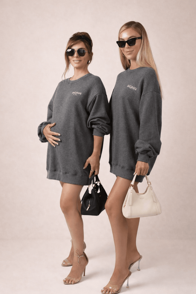 Oversized Sweatshirt Dress - Heather Gray - Wear with style