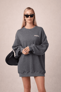 Oversized Sweatshirt Dress - Heather Gray - Wear with style