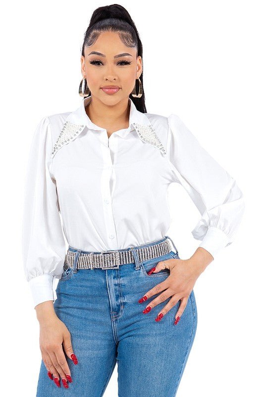 Pearl Collared Button Down Shirt - Wear with style